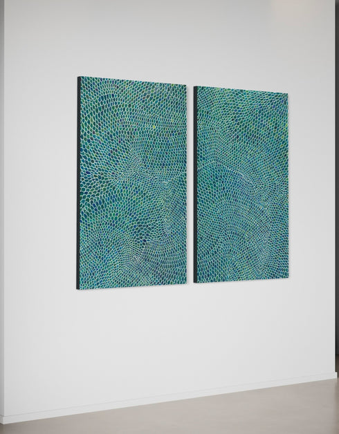 White Scales Diptych | Framed Giclee Print on Canvas
